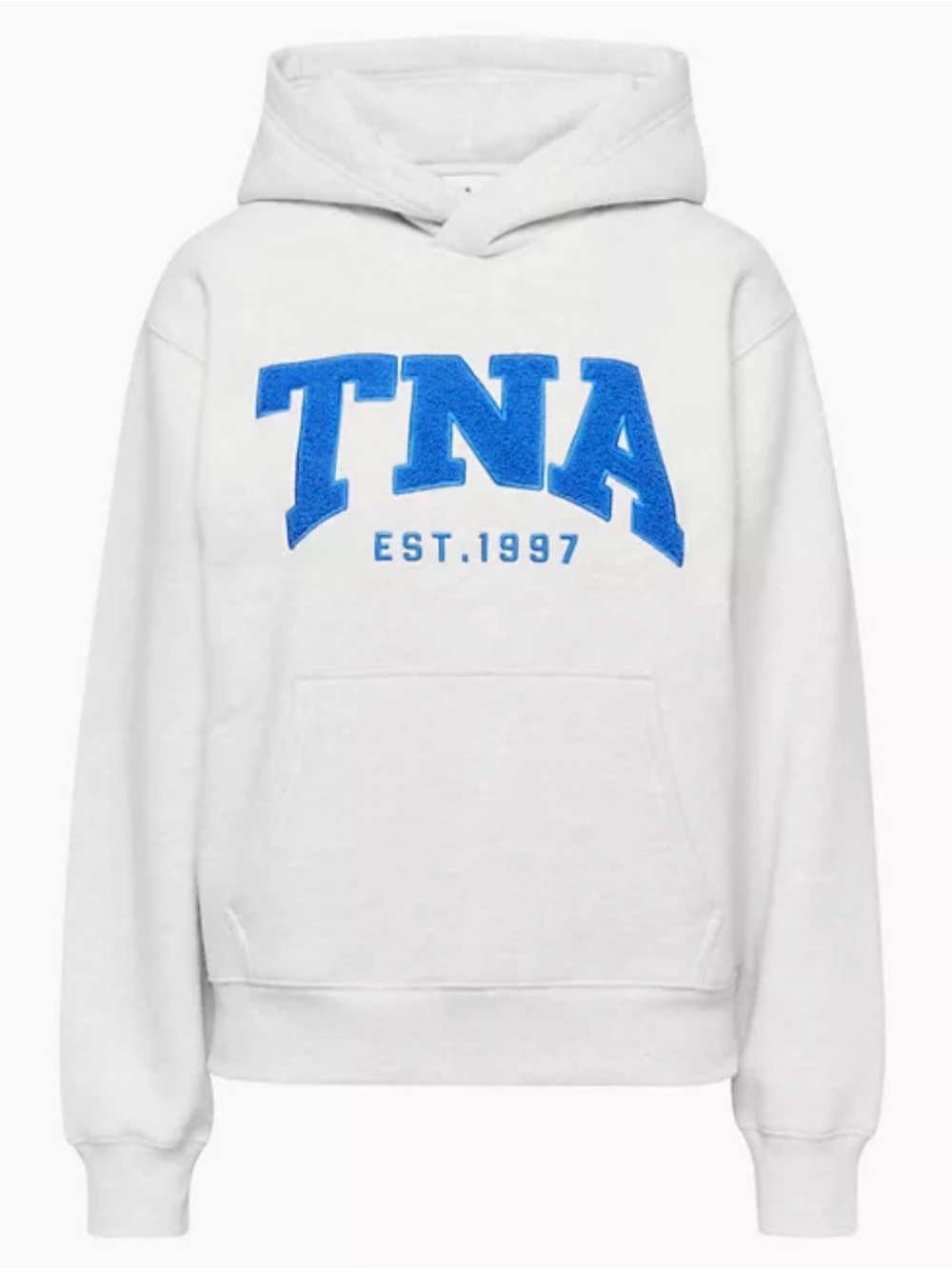 Aritzia TNA Cozy Fleece Perfect Hoodie in Cloud White & Jazz Blue